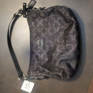 COACH BLACK LUREX OP ART TOP HANDLE 44594 NWT MINI HOBO